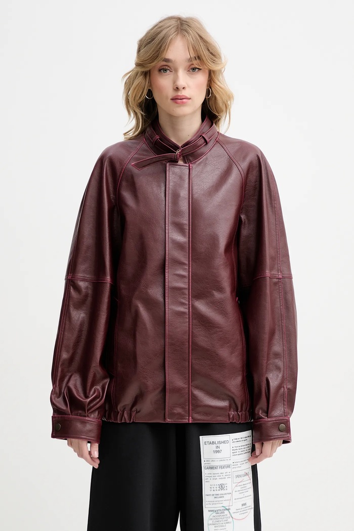 Bunda MM6 Maison Margiela nezateplené burgundské S62AN0148.M35455.211