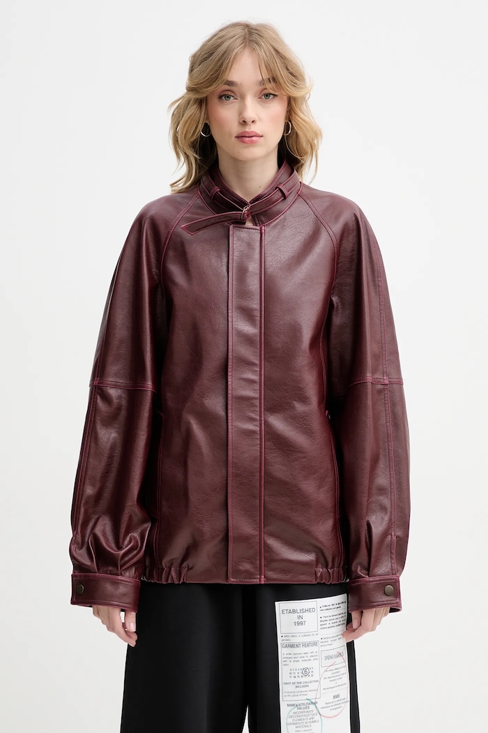 Bunda MM6 Maison Margiela nezateplené burgundské S62AN0148.M35455.211