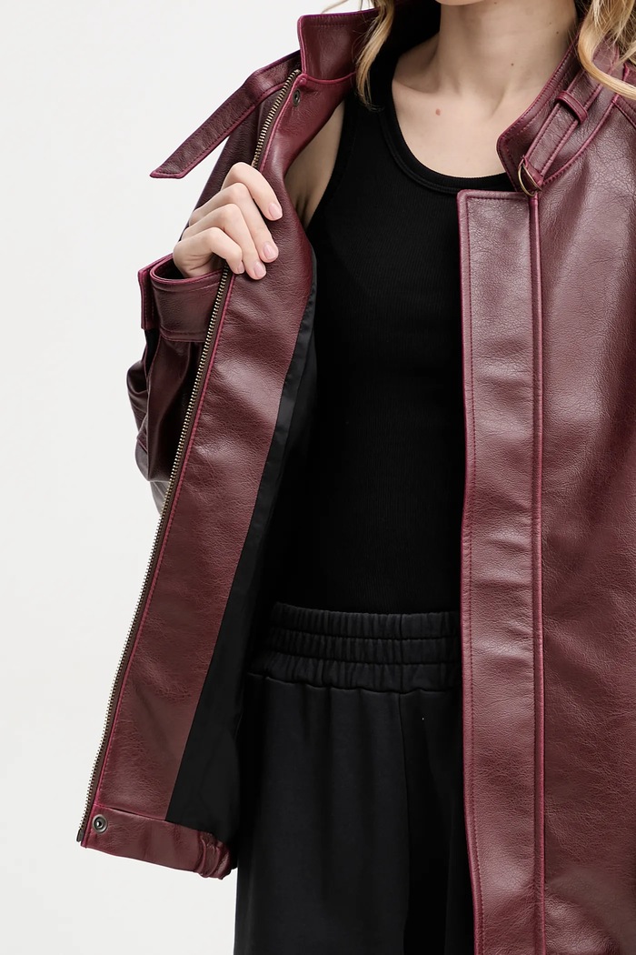 Bunda MM6 Maison Margiela S62AN0148.M35455.211 burgundské