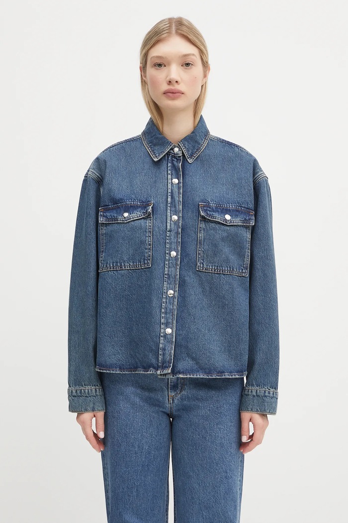 Traper jakna Anine Bing Paxton Shirt bez tople podstave plava A.07.10673
