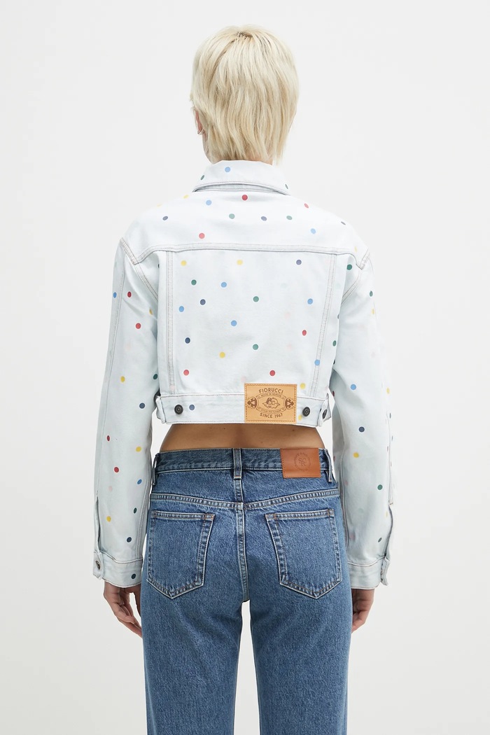 Одежда Хлопковая джинсовая куртка Fiorucci Confetti Dot Cropped Denim W02SPDJA308DN03DN08 голубой