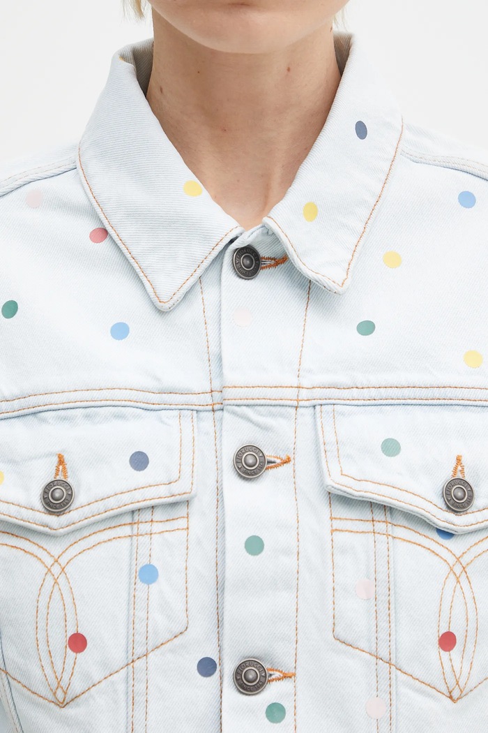 Bavlnená rifľová bunda Fiorucci Confetti Dot Cropped Denim W02SPDJA308DN03DN08 modrá