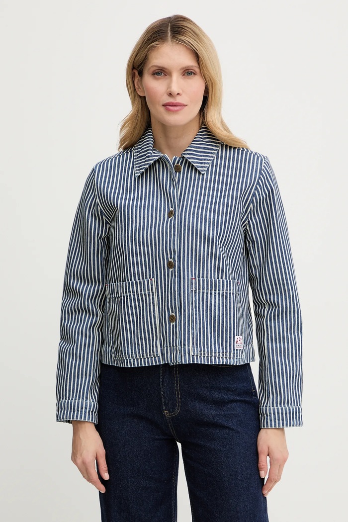 Τζιν μπουφάν A.P.C. Veste Frida χωρίς κουκούλα μπλε COHHG.F32006
