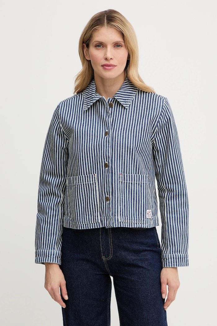 Τζιν μπουφάν A.P.C. Veste Frida χωρίς κουκούλα μπλε COHHG.F32006