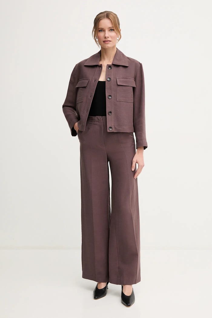 Jakna z mešanico lana Pedro del Hierro 6759177 rjava SS25