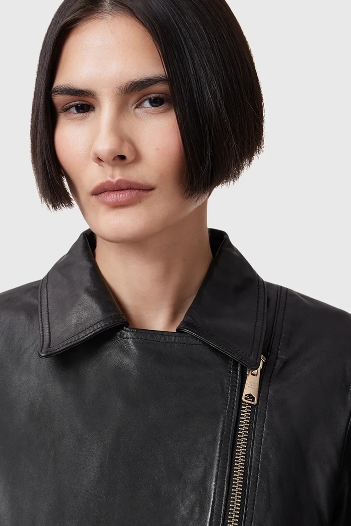 Îmbrăcăminte AllSaints geacă de piele VELA W089LB negru