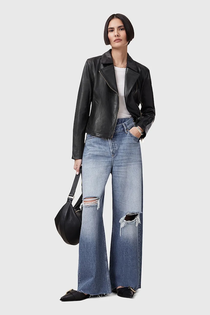 AllSaints geacă de piele VELA W089LB negru