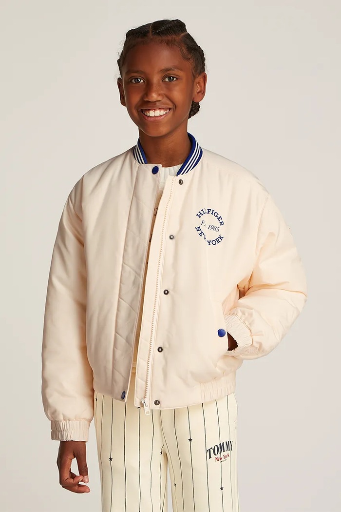 Tommy Hilfiger kurtka bomber dziecięca bez kaptura beżowy KG0KG08312.128.176.PPYA