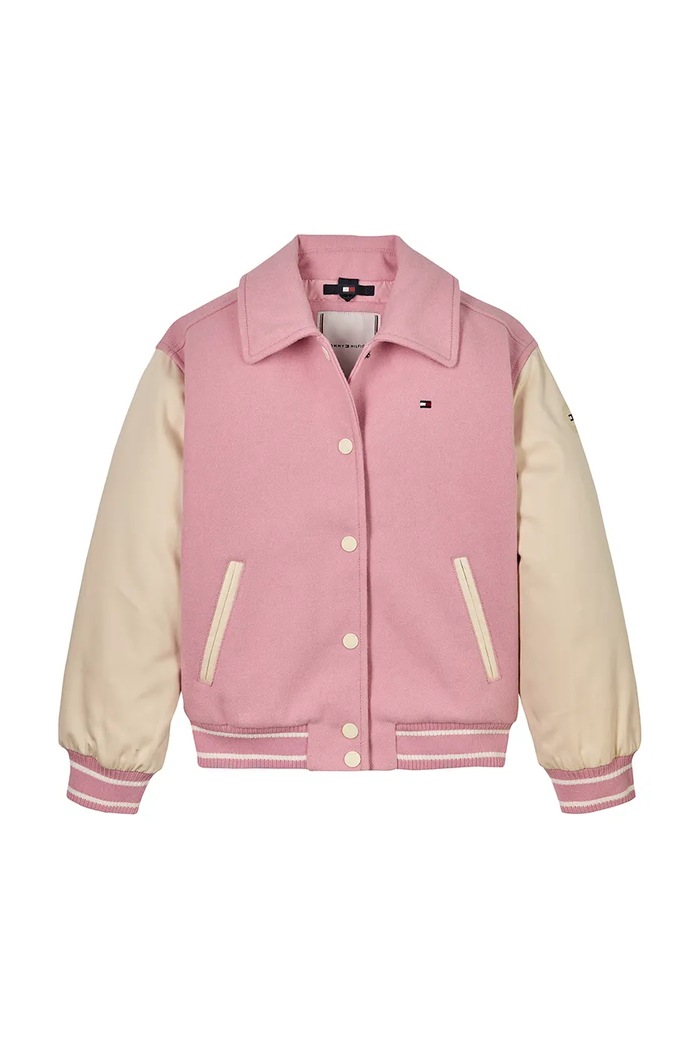 Παιδικό μπουφάν bomber Tommy Hilfiger KG0KG08316.128.176.PPYA ροζ SS25