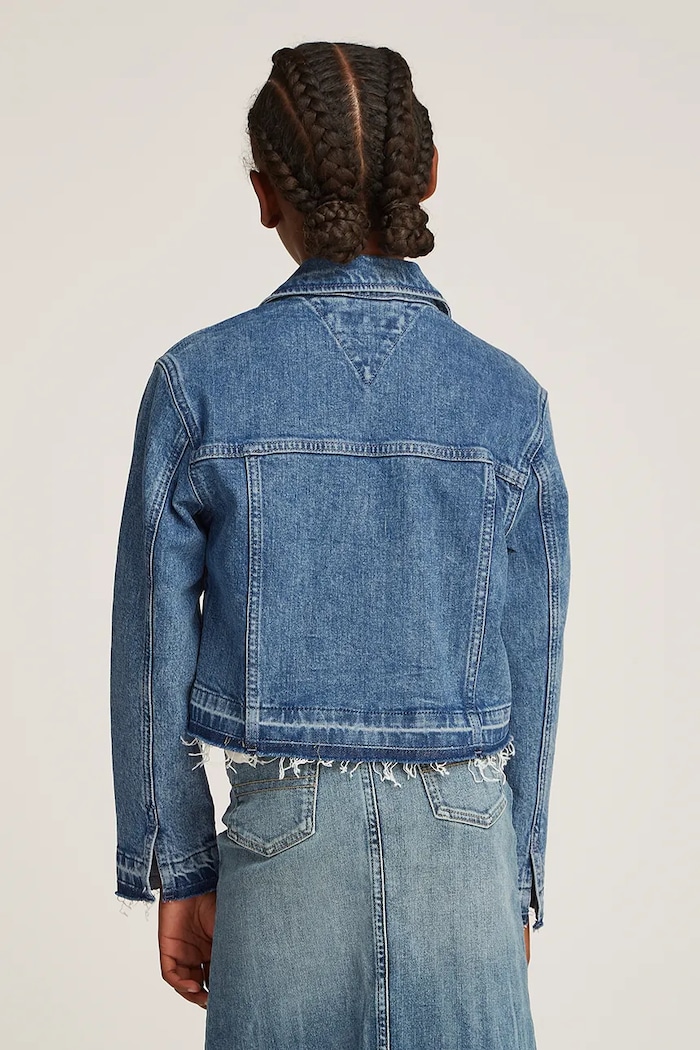Dziewczynka Tommy Hilfiger kurtka jeansowa dziecięca KG0KG08309.PPYA niebieski
