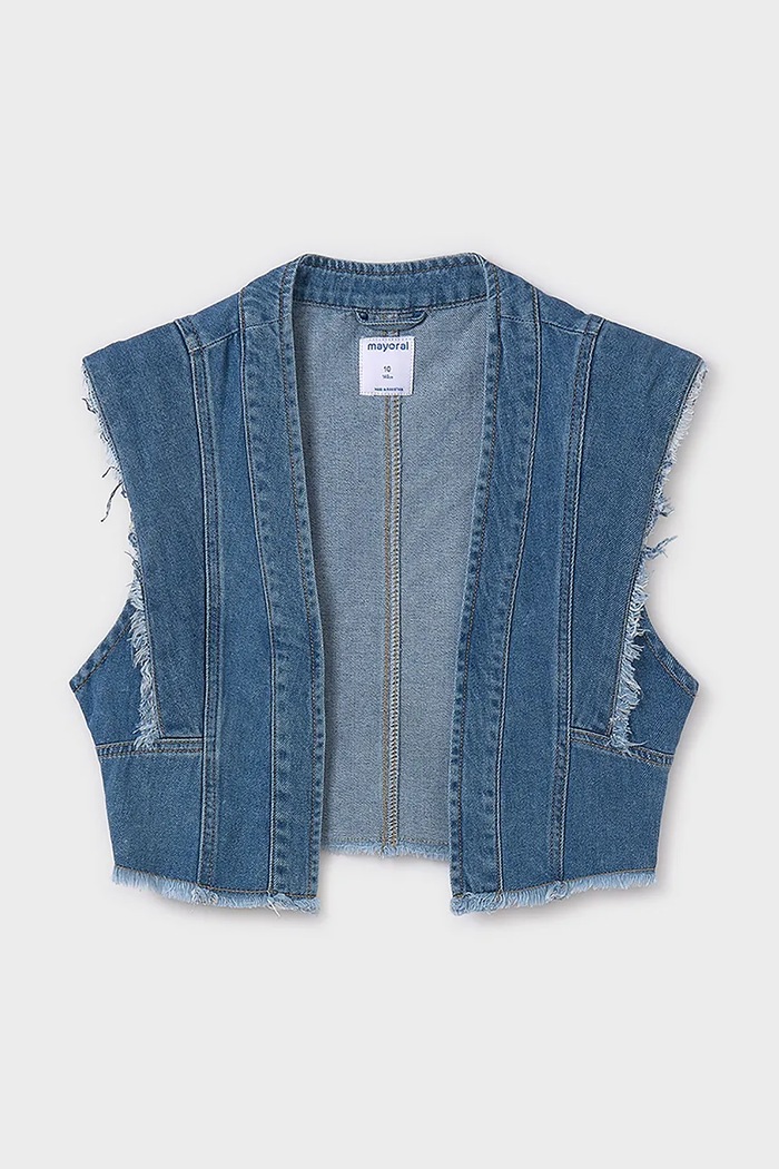 Mayoral vestă denim pentru copii 6352.8F.Junior.PPYA albastru SS25