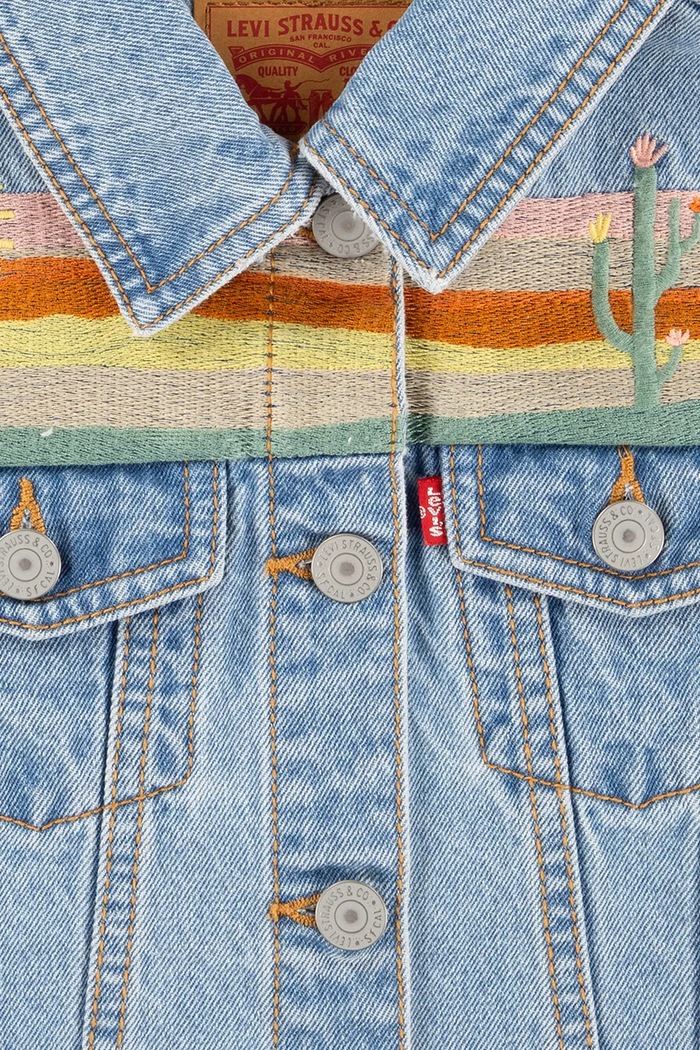 Dziewczynka Levi's bezrękawnik jeansowy dziecięcy XS VEST WITH EMBROIDERY 4EM411 niebieski