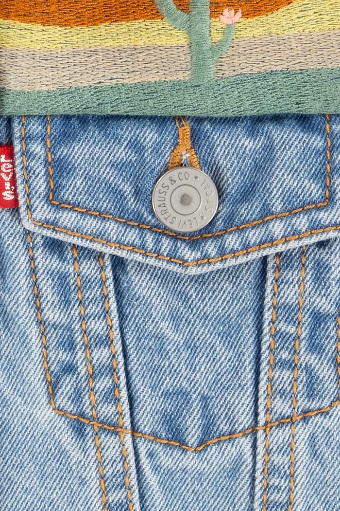Levi's bezrękawnik jeansowy dziecięcy XS VEST WITH EMBROIDERY niebieski 4EM411