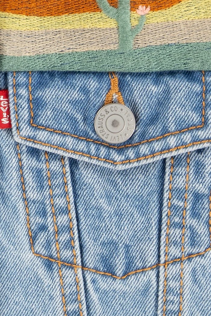 Levi's bezrękawnik jeansowy dziecięcy XS VEST WITH EMBROIDERY niebieski 4EM411