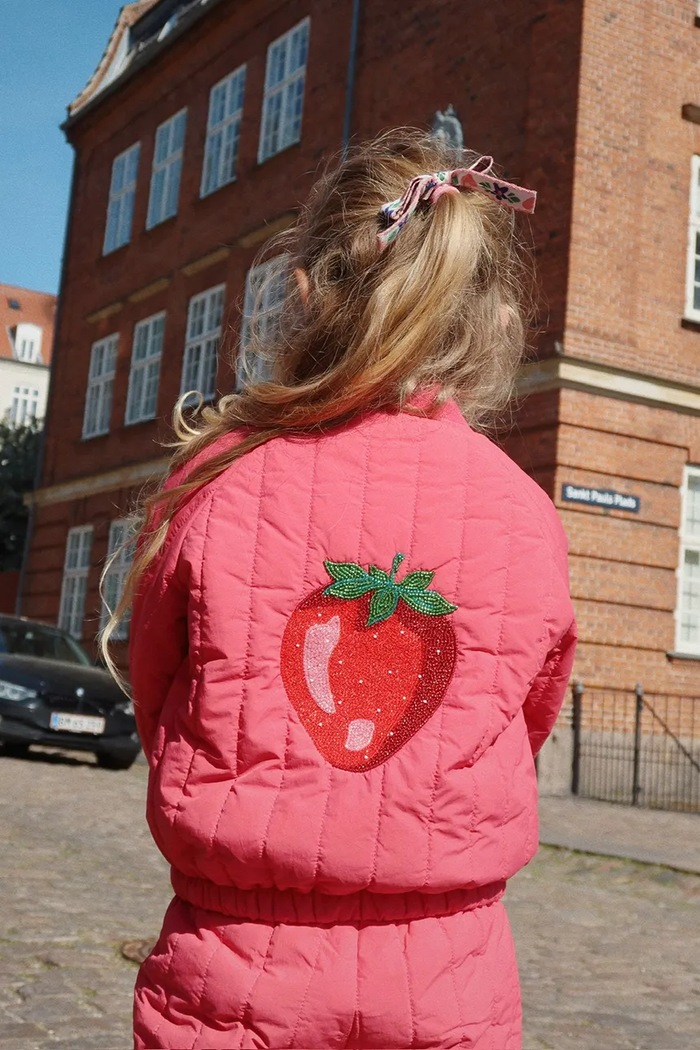 Konges Sløjd kurtka bomber dziecięca JUNO SPARKLE BOMBER JACKET bez kaptura różowy KS102314