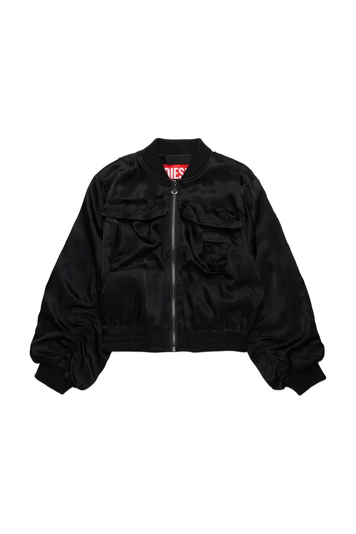 Diesel kurtka bomber dziecięca JGKHLOWS JACKET bez kaptura czarny J02205