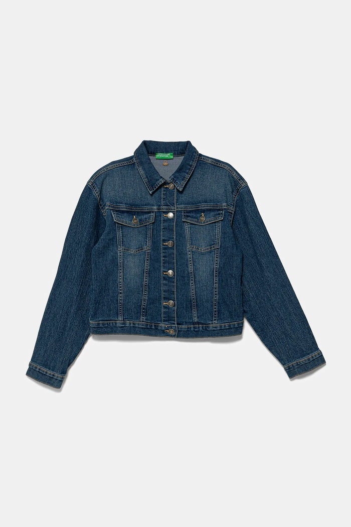 United Colors of Benetton kurtka jeansowa dziecięca bez kaptura niebieski 2PORCN061.G.Seasonal