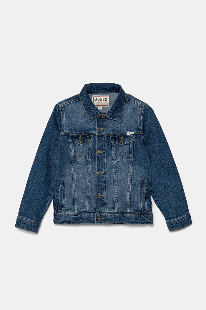 Guess kurtka jeansowa dziecięca bez kaptura niebieski H5RJ00.D58M2.PPYA