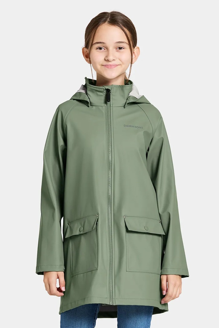 Detská nepremokavá bunda Didriksons GIGA KIDS JKT prechodné zelená 505690