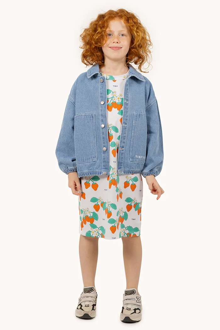 Tinycottons geaca de blugi pentru copii GRAPHIC DENIM JACKET albastru SS25.241