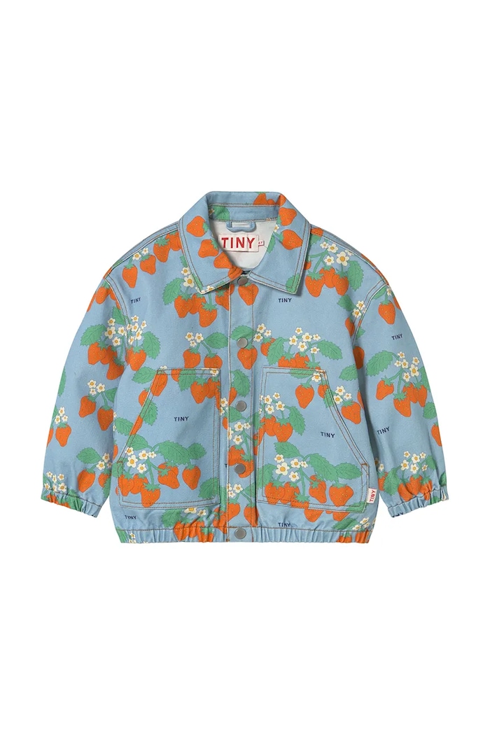 Tinycottons geacă copii STRAWBERRIES JACKET SS25.219 albastru SS25
