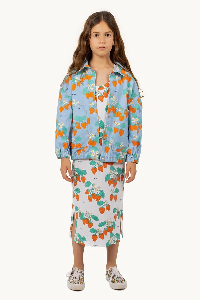 Tinycottons geacă copii STRAWBERRIES JACKET albastru SS25.219