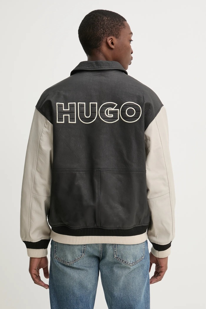 Ρούχα Δερμάτινο μπουφάν HUGO 50530811 μαύρο