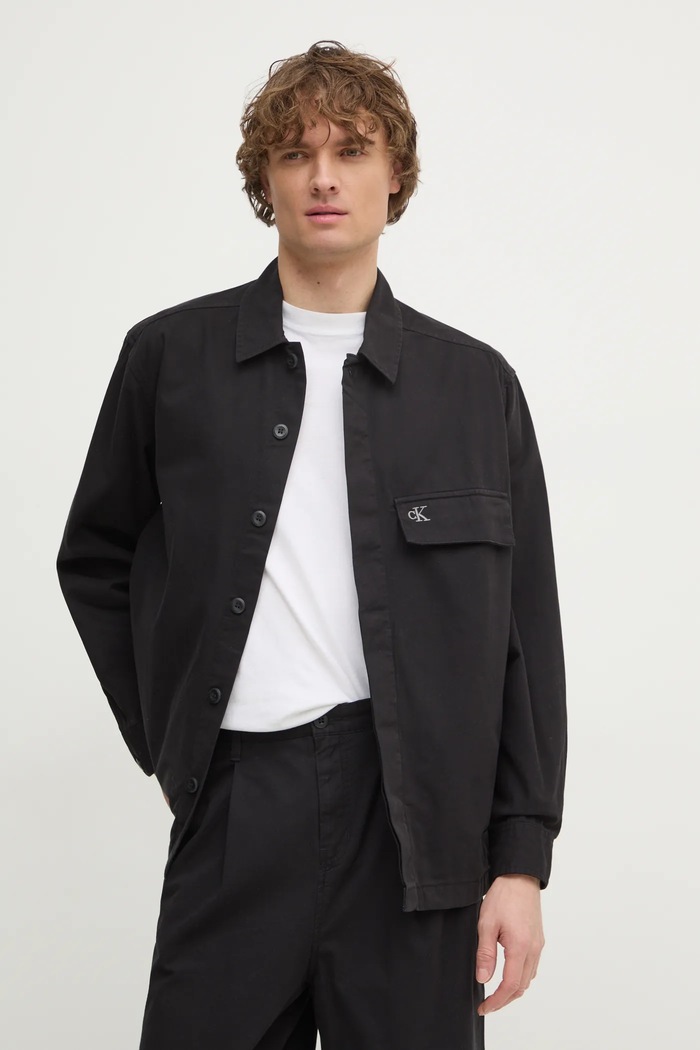 Bavlněná košile Calvin Klein Jeans hladký černá J30J326724