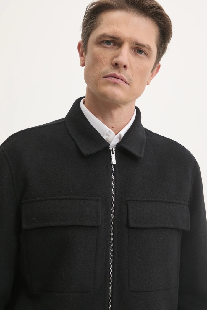 Calvin Klein kurtka koszulowa wełniana czarny K10K113955
