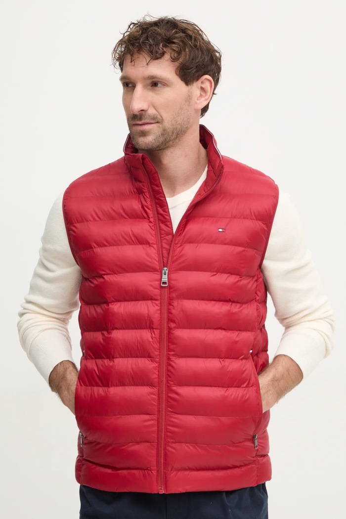 Vesta Tommy Hilfiger jemné zateplenie burgundské MW0MW37677