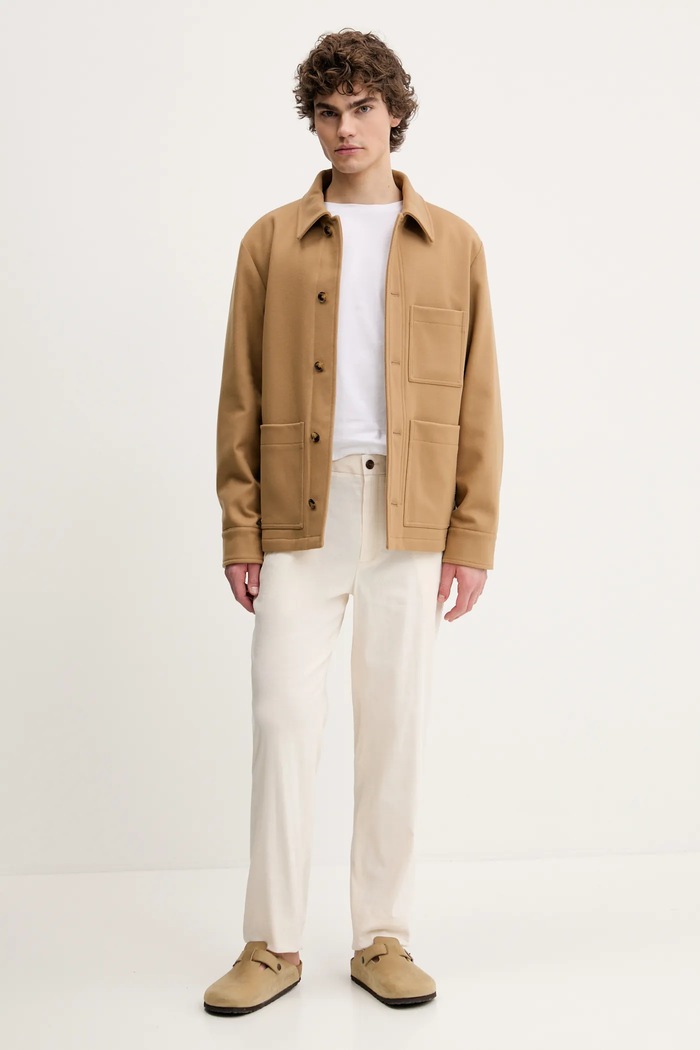 A.P.C. jachetă de cămașă din lână veste emile WOAJS.H02713 bej SS25