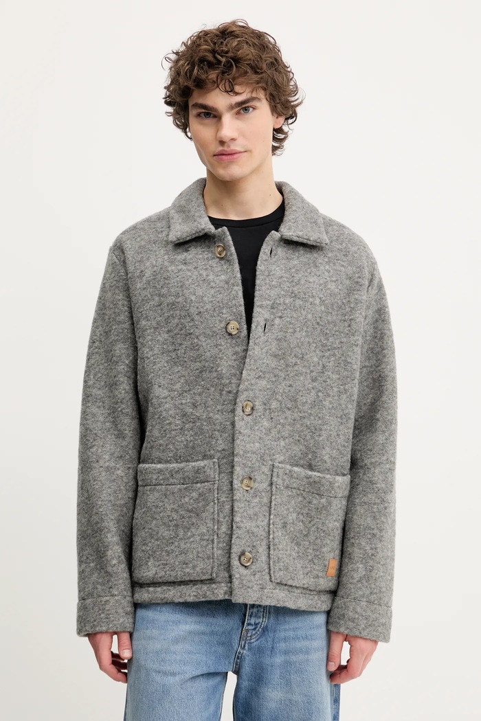A.P.C. kurtka koszulowa wełniana veste thais bez kaptura szary WOAQS.M02912