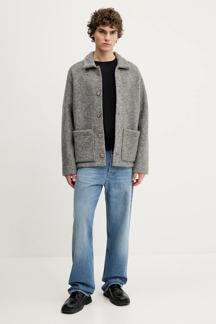 A.P.C. kurtka koszulowa wełniana veste thais WOAQS.M02912 szary SS25
