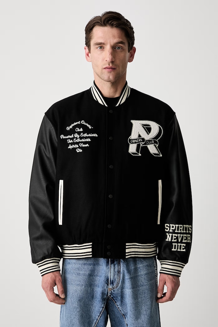 Represent Owners Club Varsity Jacket bomber jacket with wool blend Men's without black MLM100231.01