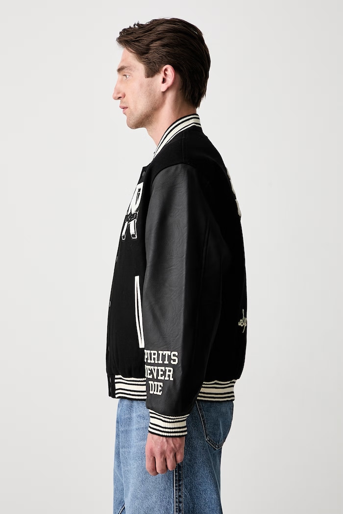 Represent Owners Club Varsity Jacket bomber jacket with wool blend Men's MLM100231.01 black SS25