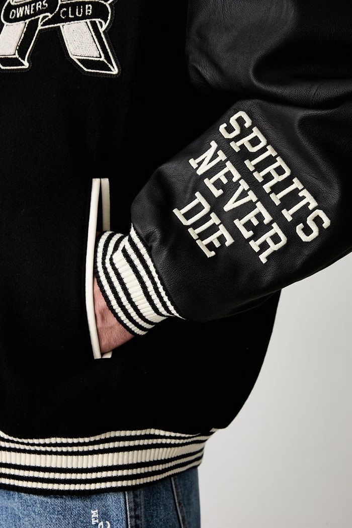 Owners Club Varsity Jacket bomber με πρόσμιξη μαλλιού Ανδρικό MLM100231.01 μαύρο