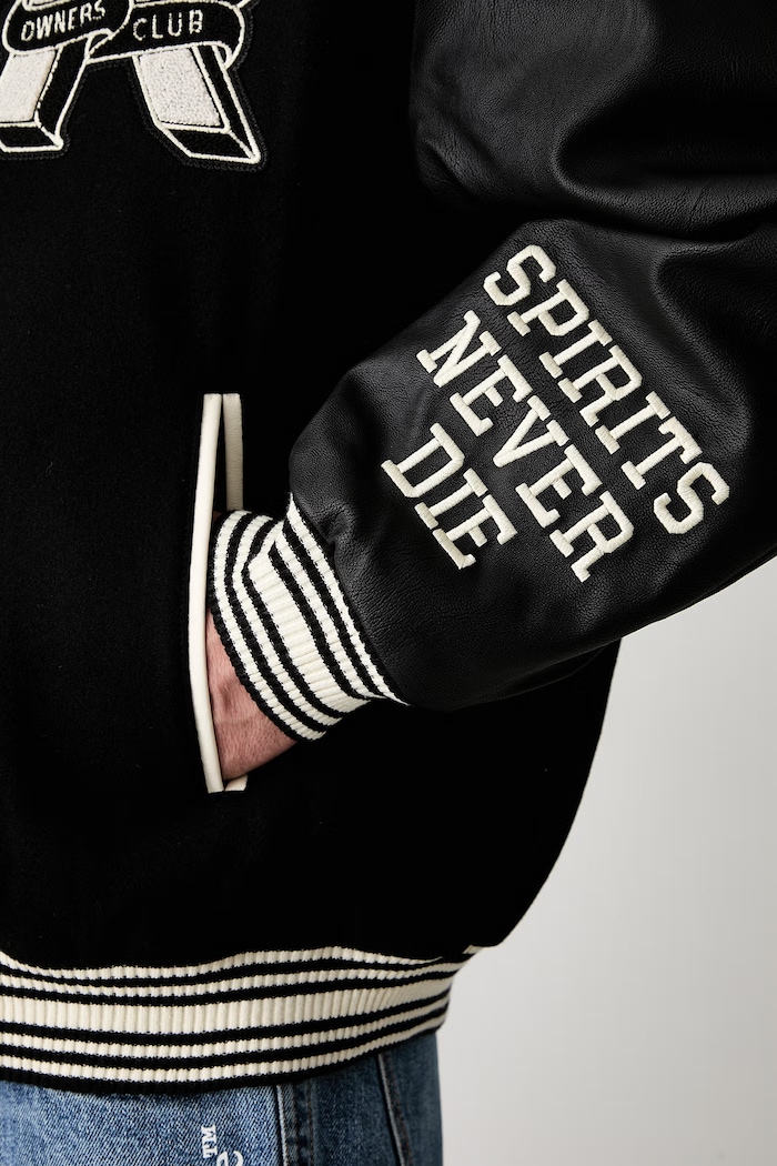 Owners Club Varsity Jacket bomber με πρόσμιξη μαλλιού Ανδρικό MLM100231.01 μαύρο
