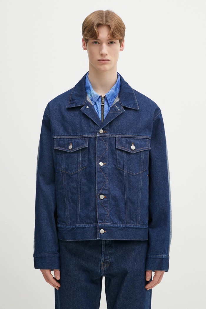 MM6 Maison Margiela geaca jeans necaptusit bleumarin SH0AM0038