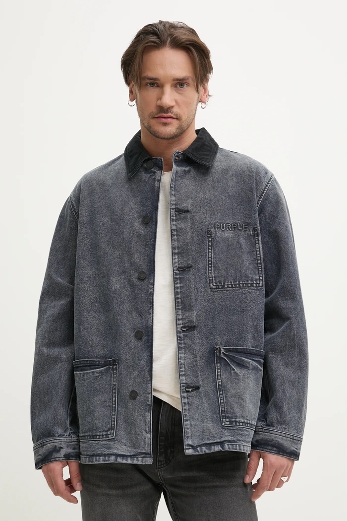PURPLE BRAND geaca jeans WORKWEAR ROYALTIES CANVAS necaptusit gri P080.WJDB125