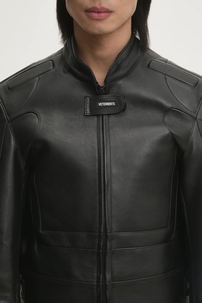 VETEMENTS geaca de piele Racing Logo negru UA66JA210B