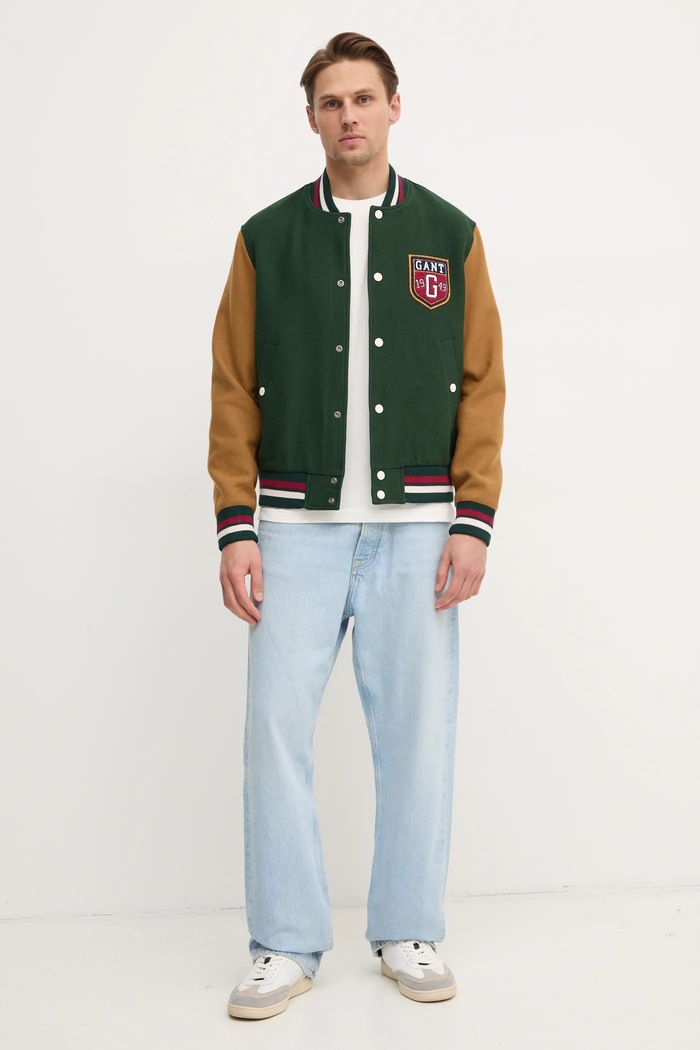 Gant kurtka bomber z domieszką wełny 7006483 zielony SS25