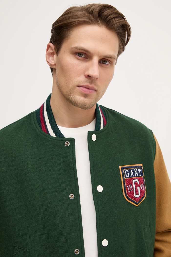 Gant kurtka bomber z domieszką wełny zielony 7006483