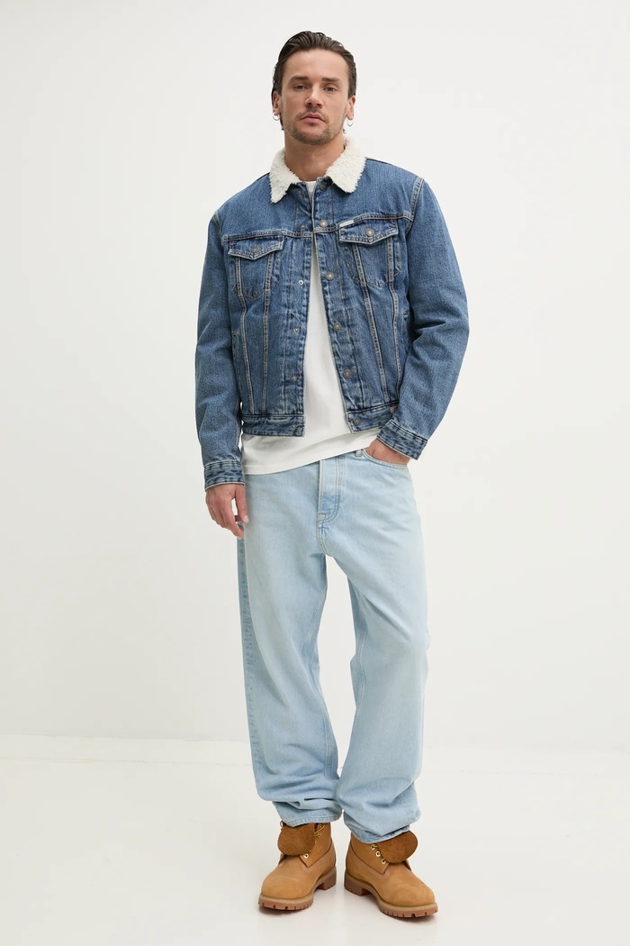 Bavlněná džínová bunda Guess Jeans M4BN44.D5EJ1 modrá AW25