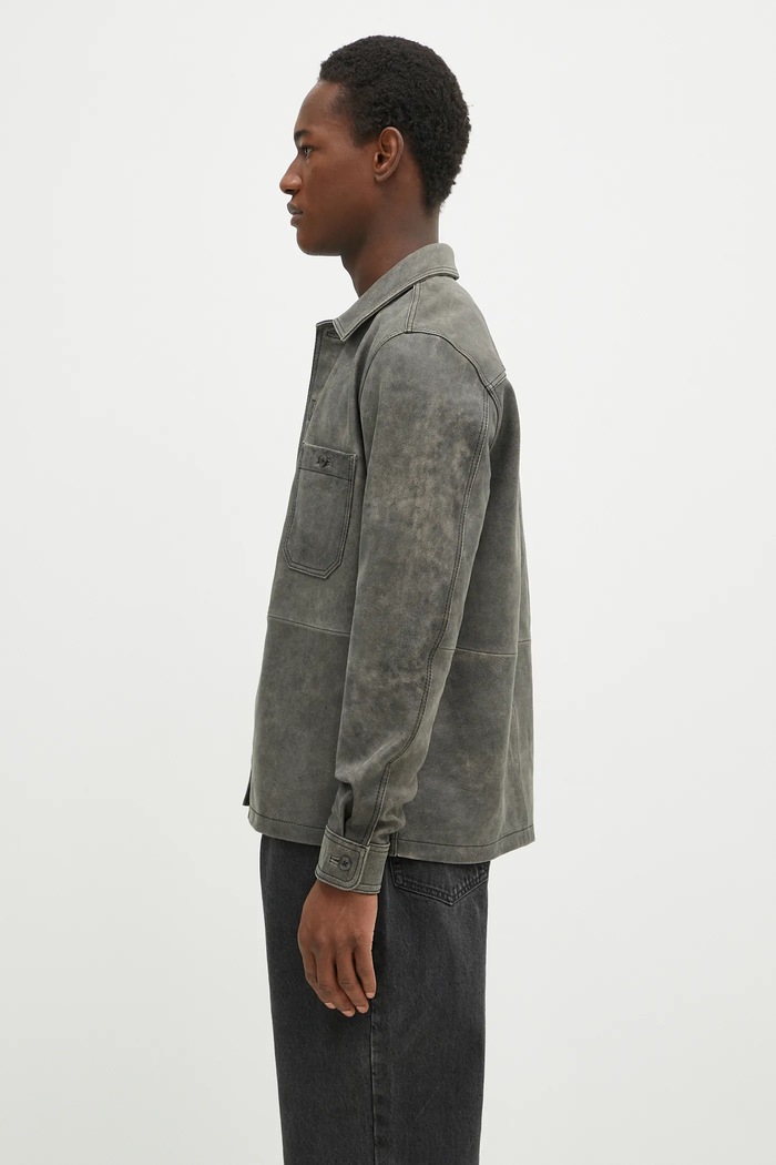 Samsoe Samsoe kurtka skórzana Saruffo X C M24400053 szary SS25