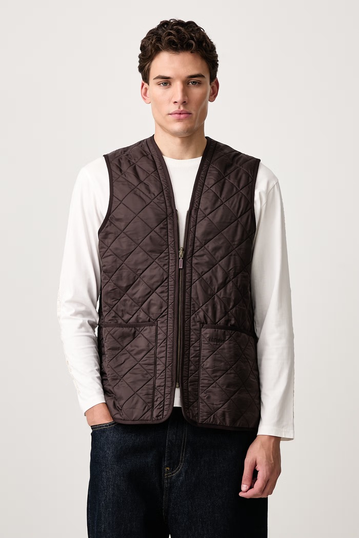 Barbour Bezrękawnik męski Polarquilt Waistcoat/Zip-In Liner brązowy MLI0002