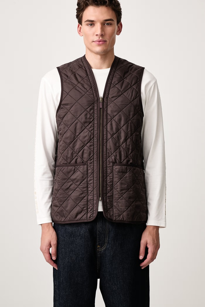 Bezrękawnik męski Polarquilt Waistcoat/Zip-In Liner Barbour brązowy MLI0002