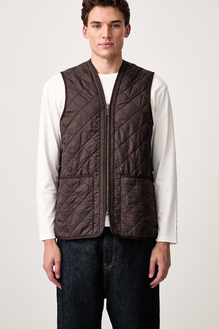 Bezrękawnik męski Polarquilt Waistcoat/Zip-In Liner Barbour brązowy MLI0002