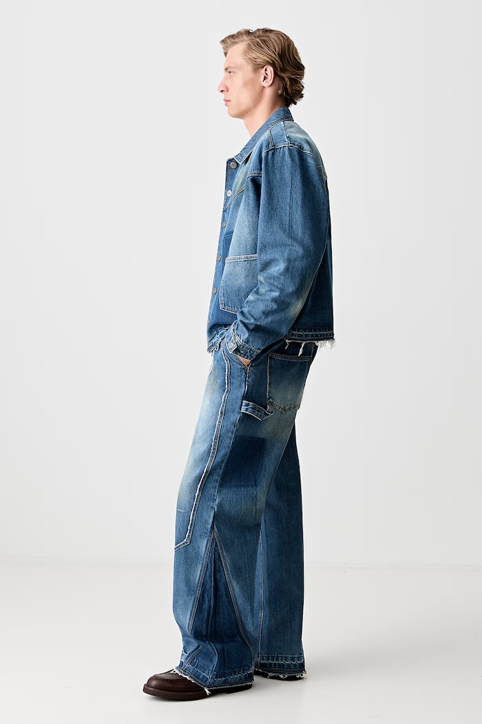 Andersson Bell Rodeo Motorcycle Denim κοντό μπουφάν ντένιμ Ανδρικό μπλε awa676m