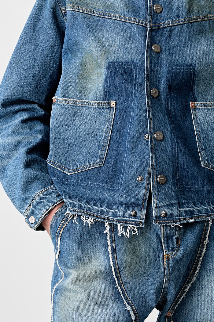 Andersson Bell Rodeo Motorcycle Denim κοντό μπουφάν ντένιμ Ανδρικό awa676m