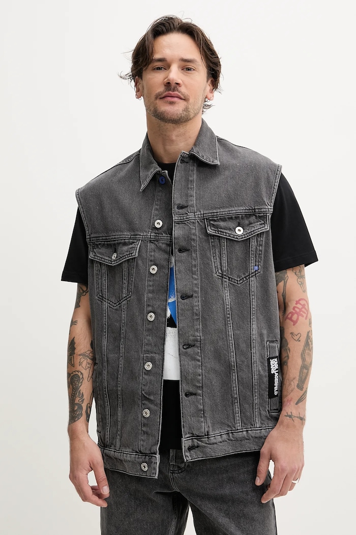 Îmbrăcăminte Karl Lagerfeld Jeans vestă de blugi A2M14017 gri